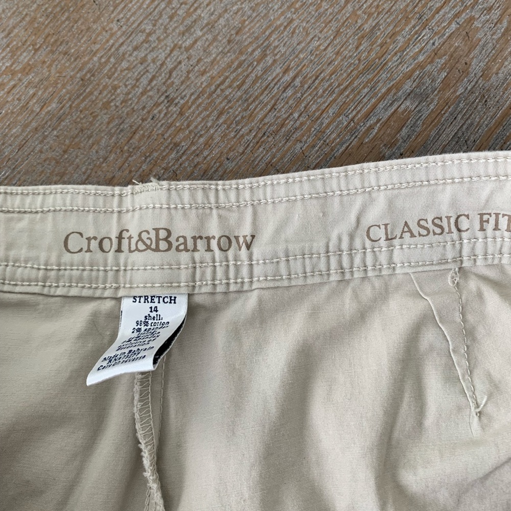 Croft & Barrow Classic Fit Skort Sz 14 Mini Beige Waist 34” Length 18” Pockets - Picture 2 of 6